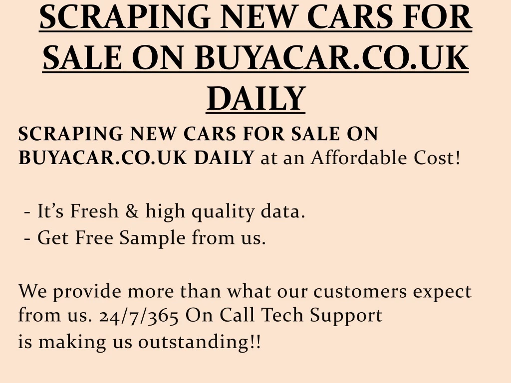 scraping new cars for sale on buyacar co uk daily
