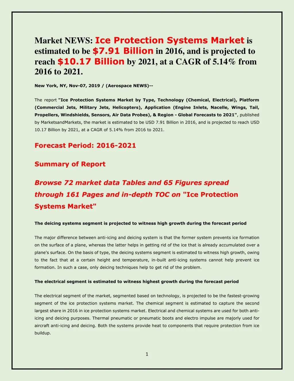 market news ice protection systems market