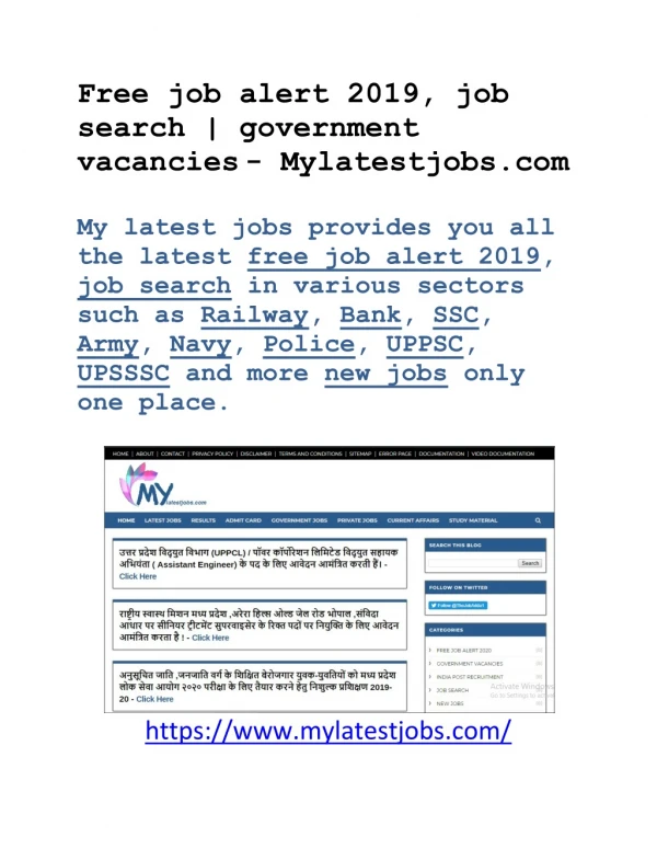Free job alert 2020, job search | government vacancies - Mylatestjobs.com