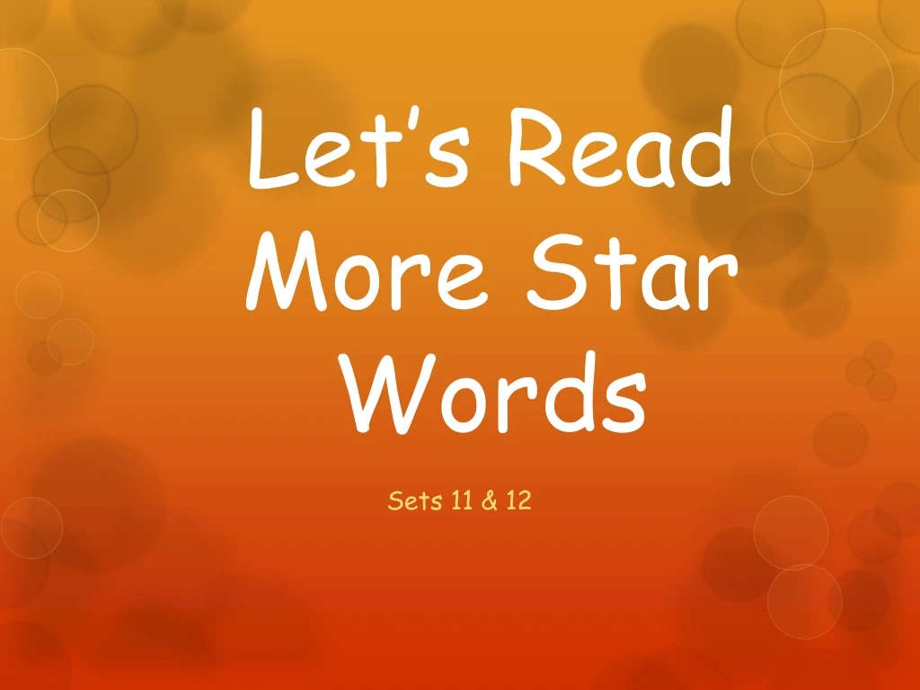 let s read more star words