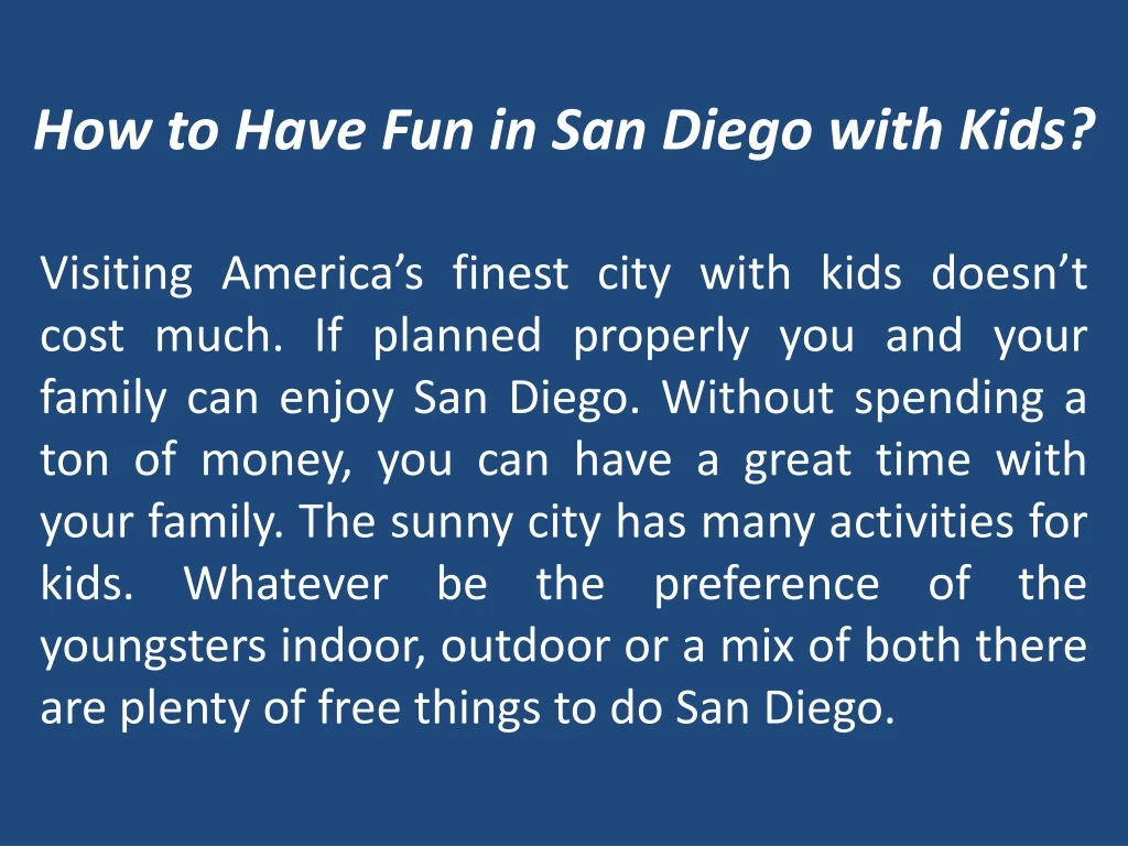 how to have fun in san diego with kids