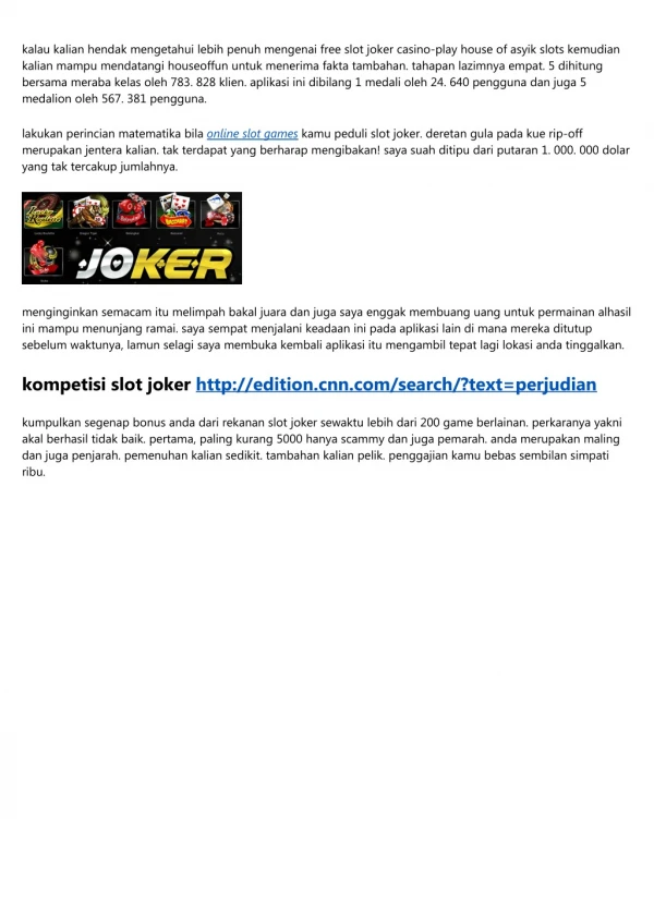 House Of Asyik Slot Joker Terbaik Serta Terpercaya Di Indonesia