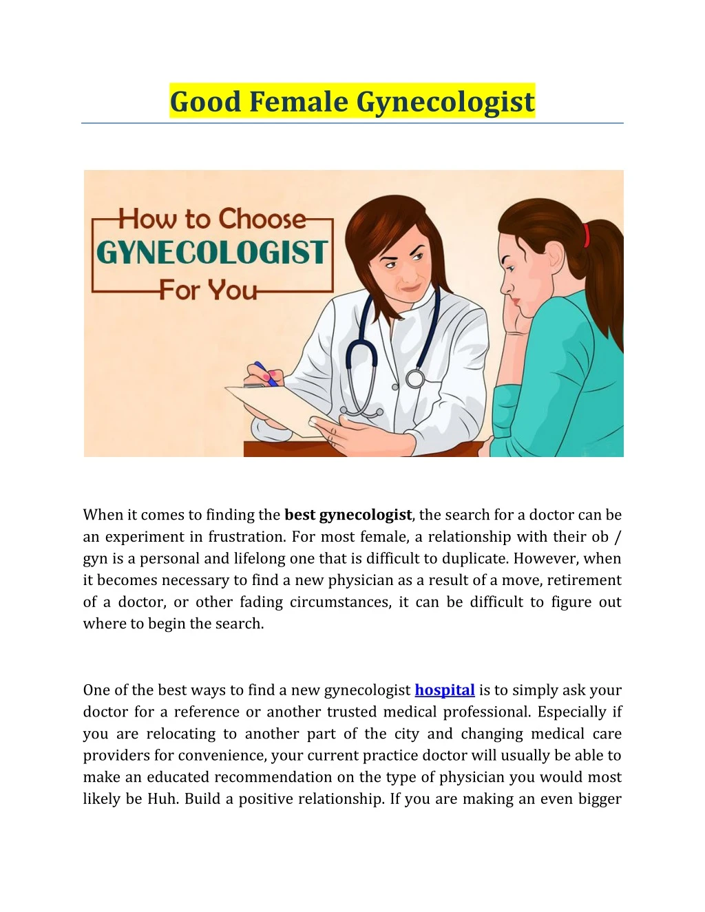 good female gynecologist