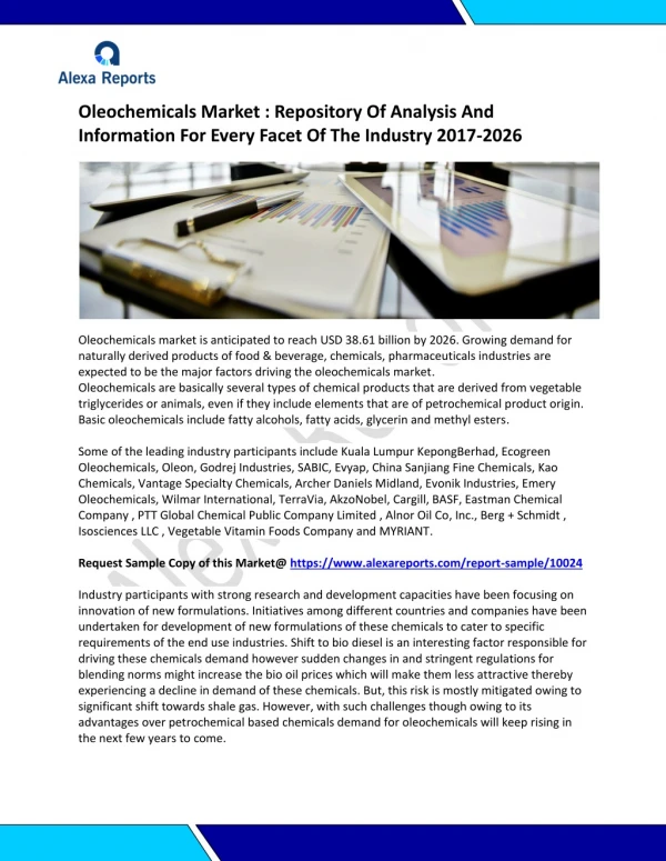 Oleochemicals Market : Repository Of Analysis And Information For Every Facet Of The Industry 2017-2026