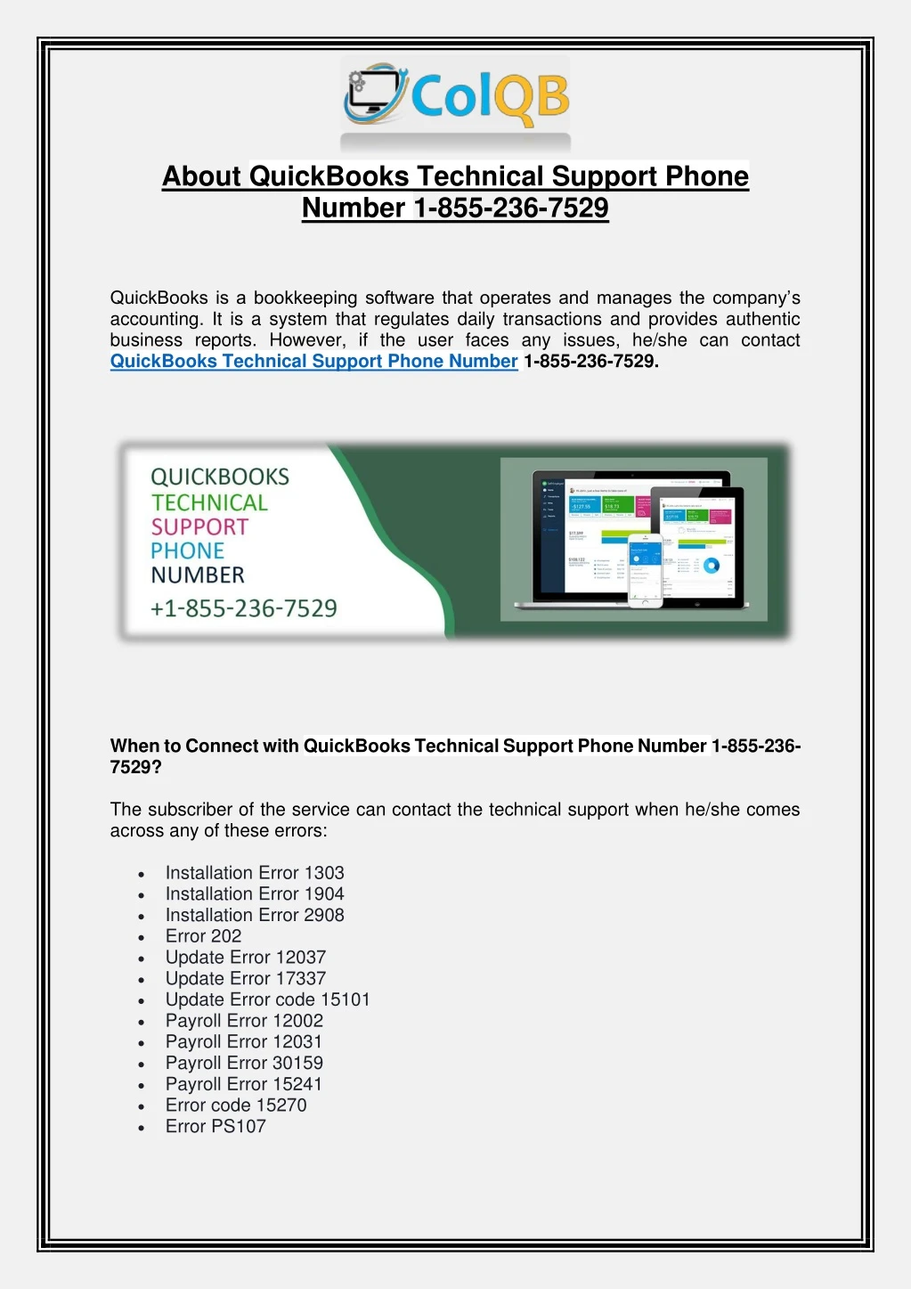 about quickbooks technical support phone number