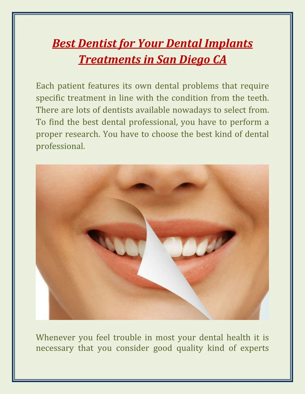 best dentist for your dental implants treatments