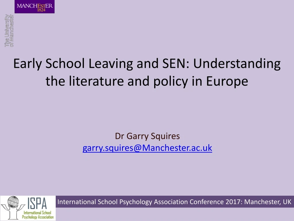 early school leaving and sen understanding the literature and policy in europe