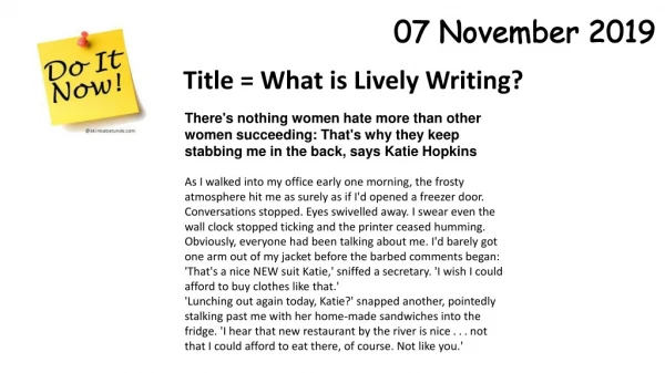 Title = What is Lively Writing?