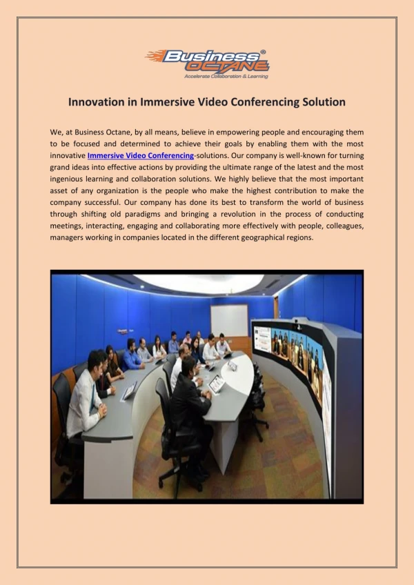 Innovation in Immersive Video Conferencing Solution