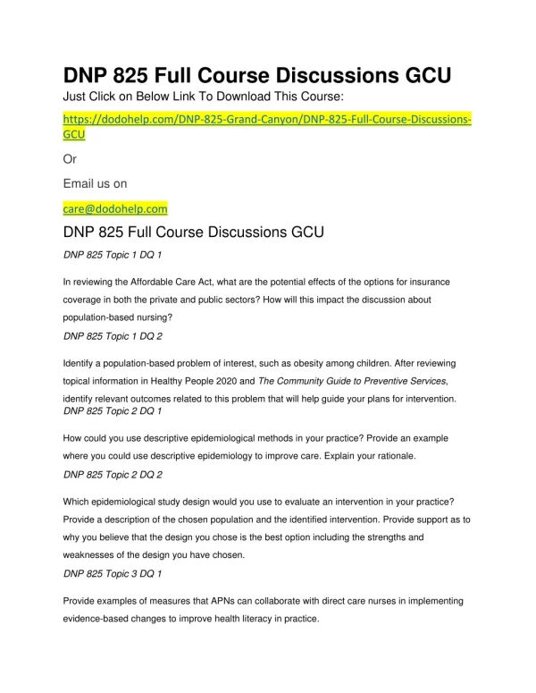 dnp 825 full course discussions gcu just click