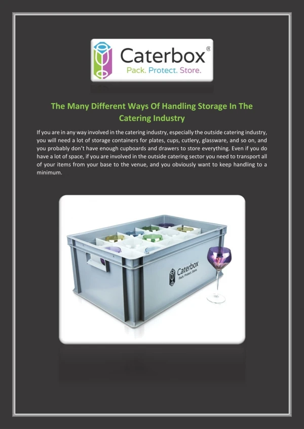 The Many Different Ways Of Handling Storage In The Catering Industry