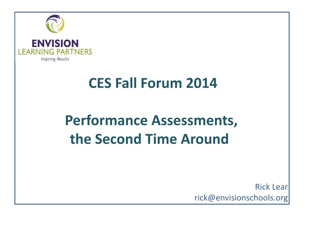 ces fall forum 2014 performance assessment