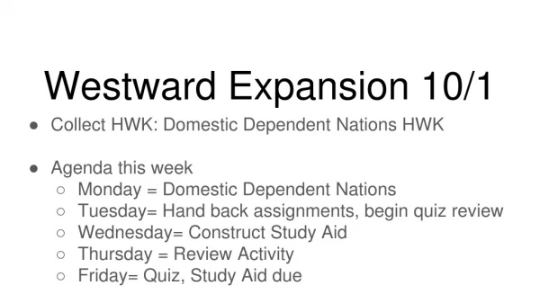 Westward Expansion 10/1