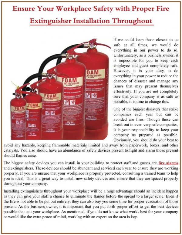 ensure your workplace safety with proper fire