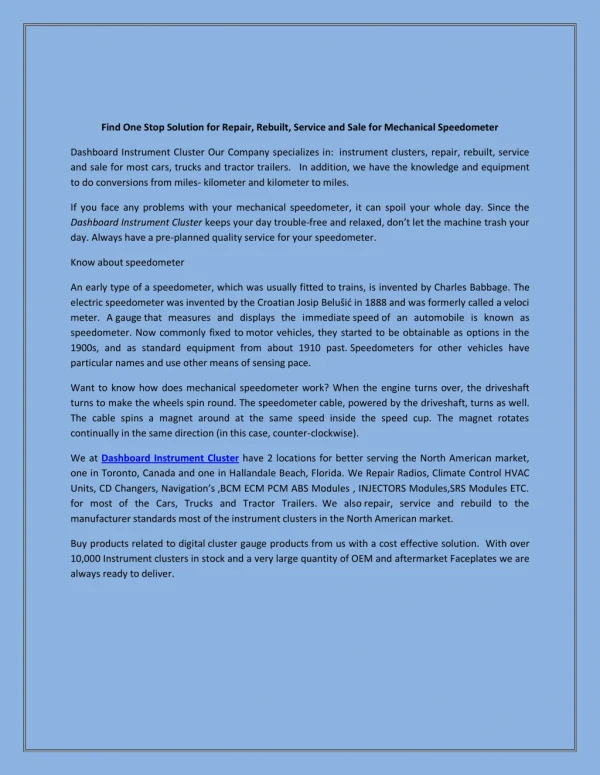 find one stop solution for repair rebuilt service