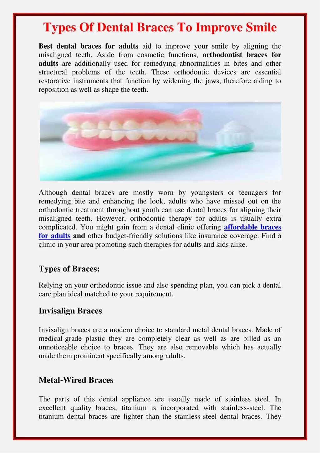 types of dental braces to improve smile