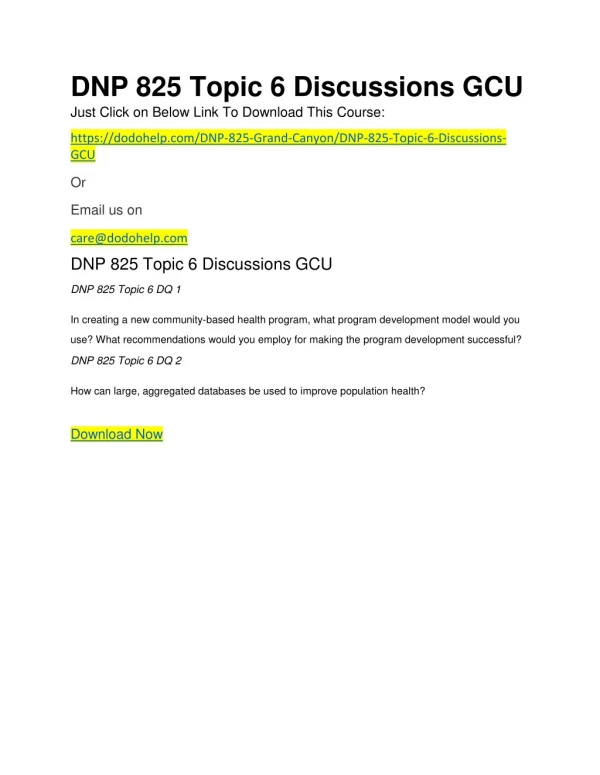 DNP 825 Topic 6 Discussions GCU