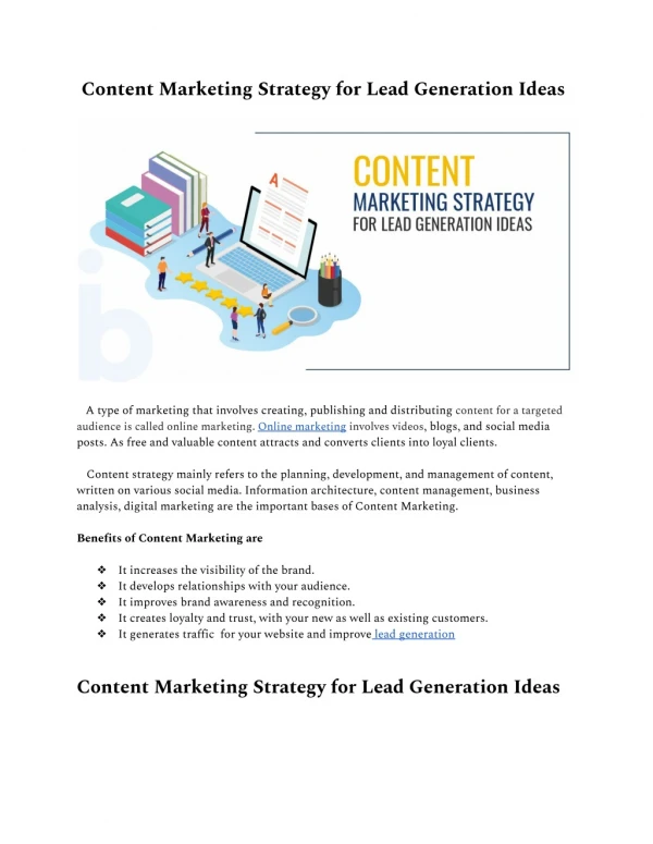Content Marketing Strategy for Lead Generation Ideas