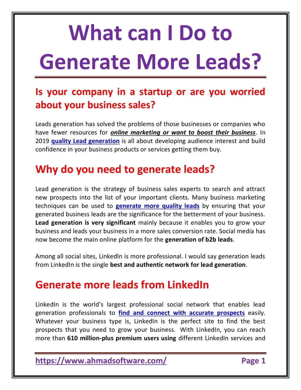 what can i do to generate more leads