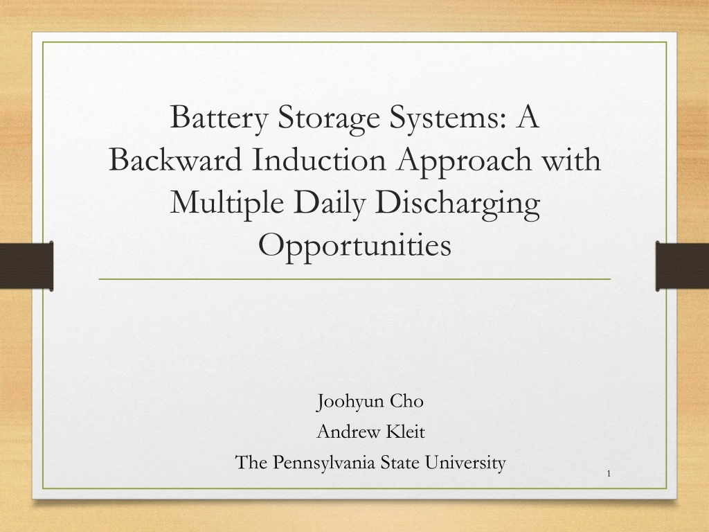 battery storage systems a backward induction approach with multiple daily discharging opportunities