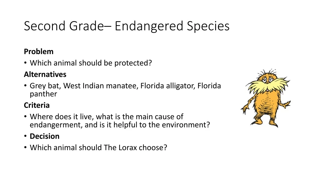 second grade endangered species