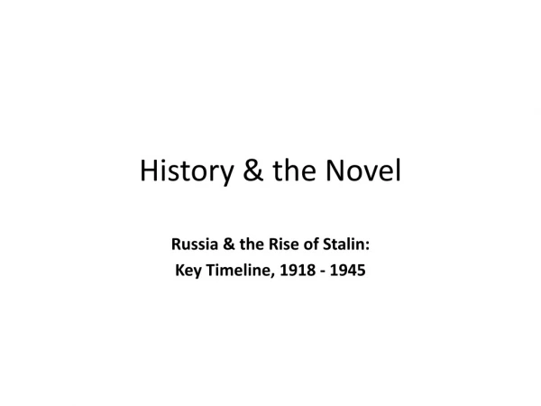 History &amp; the Novel