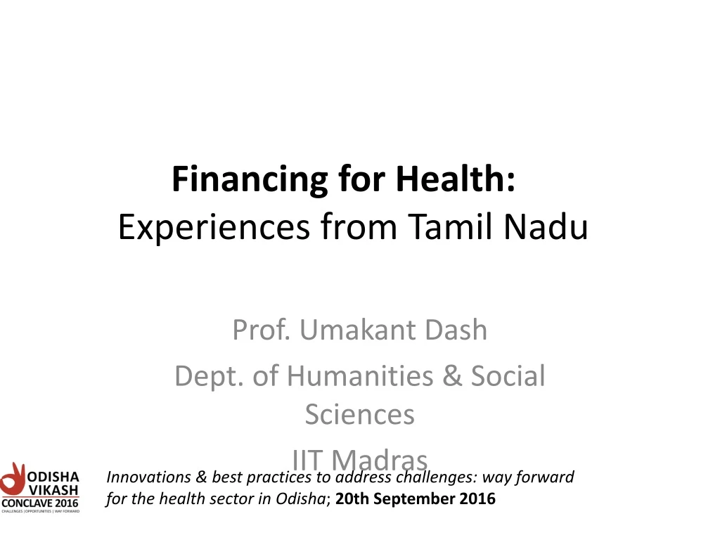 financing for health experiences from tamil nadu