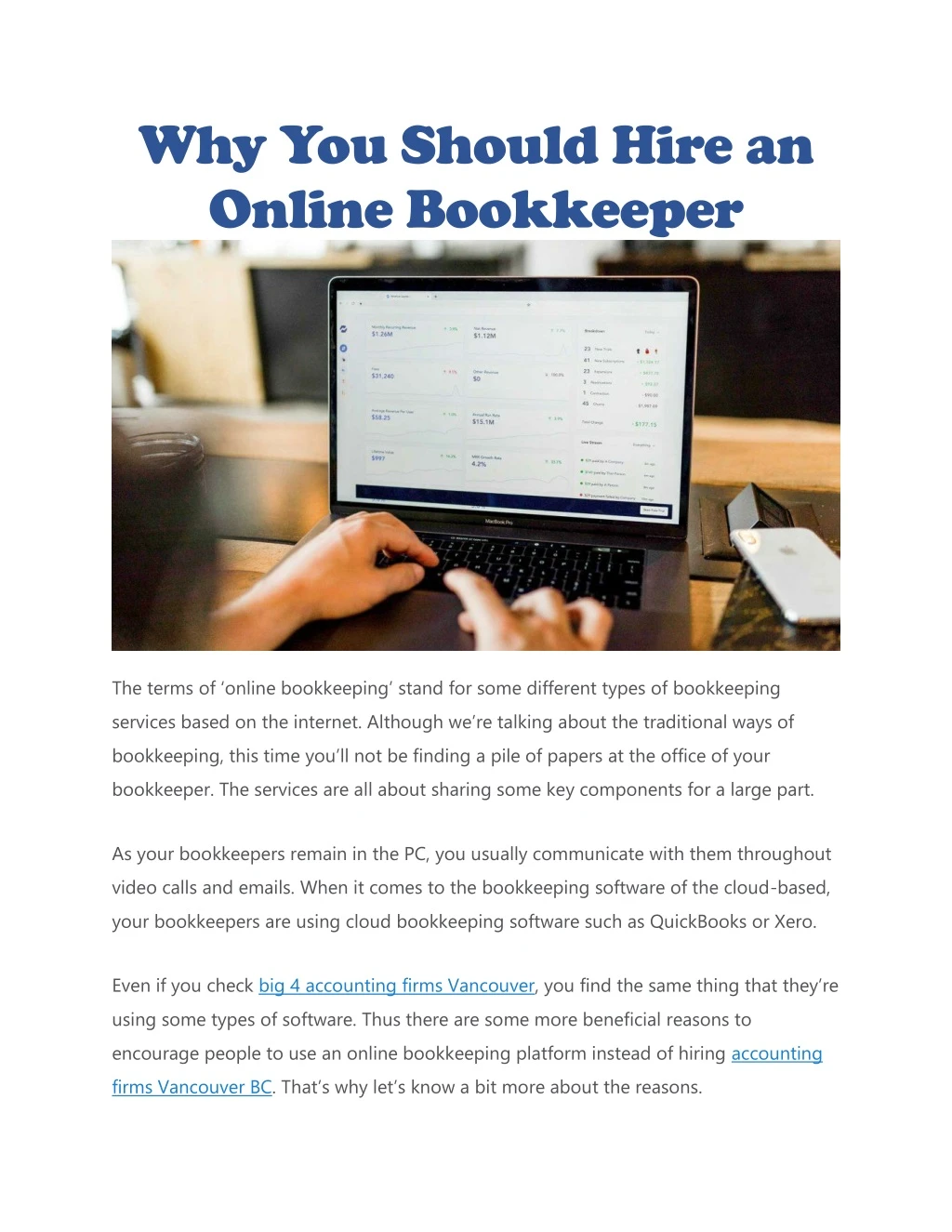 why you should hire an online bookkeeper
