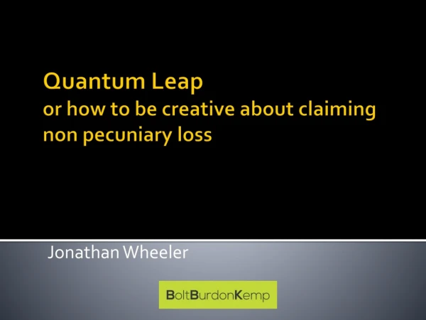 Quantum Leap or how to be creative about claiming non pecuniary loss