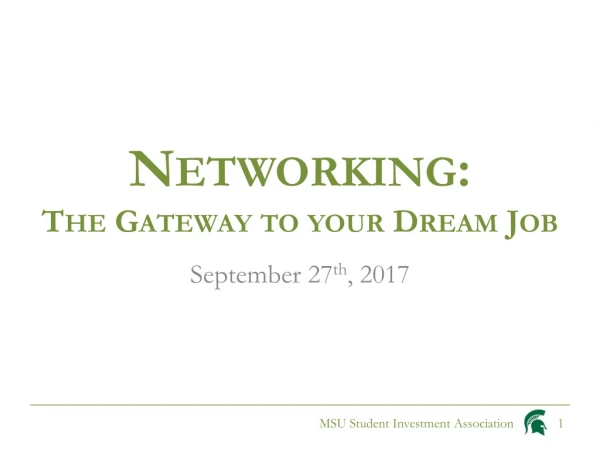 Networking: The Gateway to your Dream Job