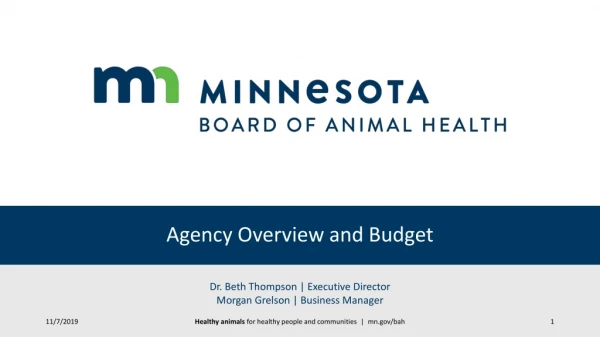 Agency Overview and Budget