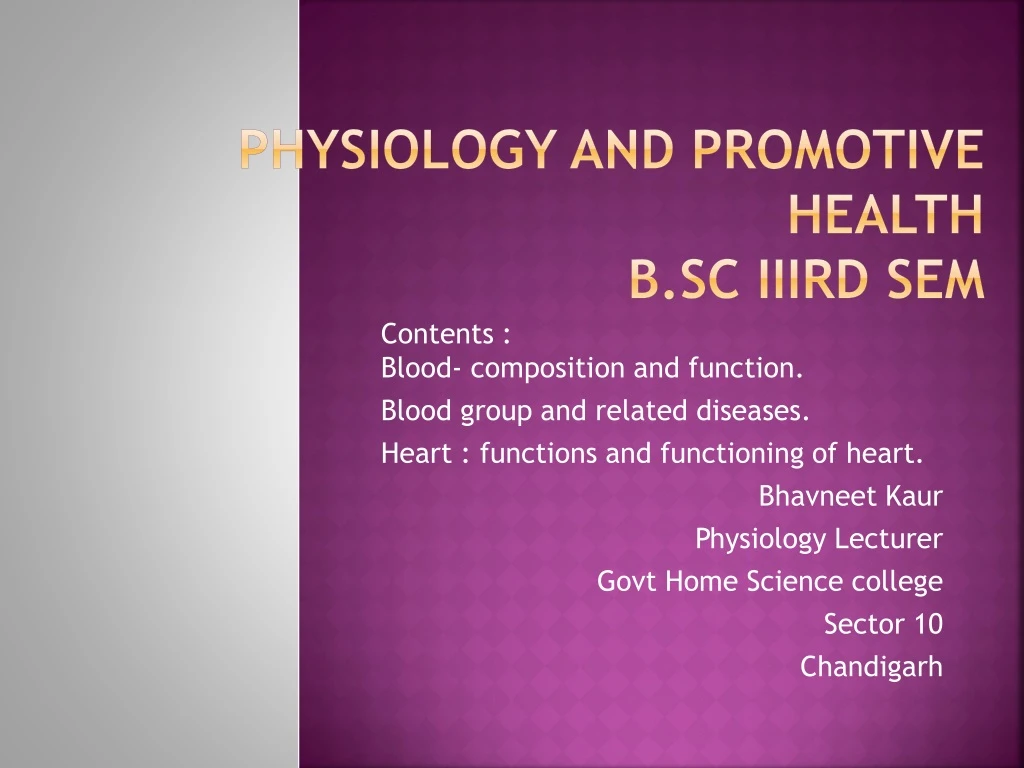 physiology and promotive health b sc iiird sem
