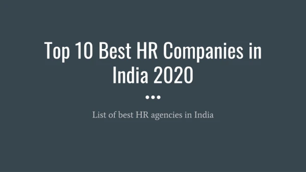Top 10 HR Companies in India for HR Outsourcing