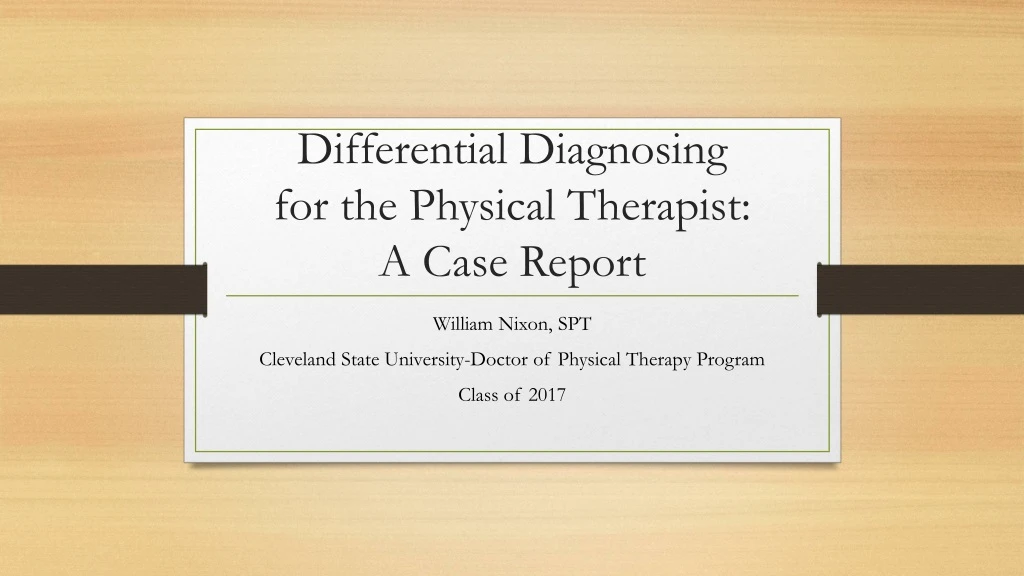 differential diagnosing for the physical therapist a case report
