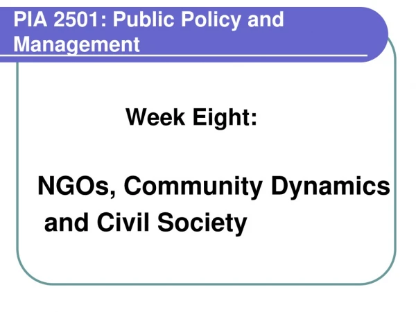 PIA 2501: Public Policy and Management