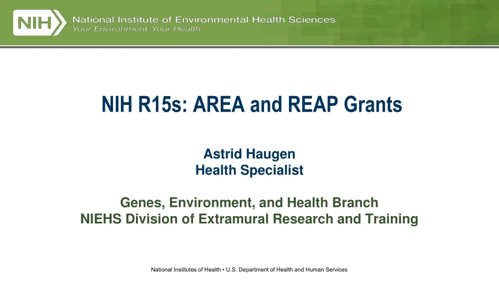 nih r15s area and reap grants