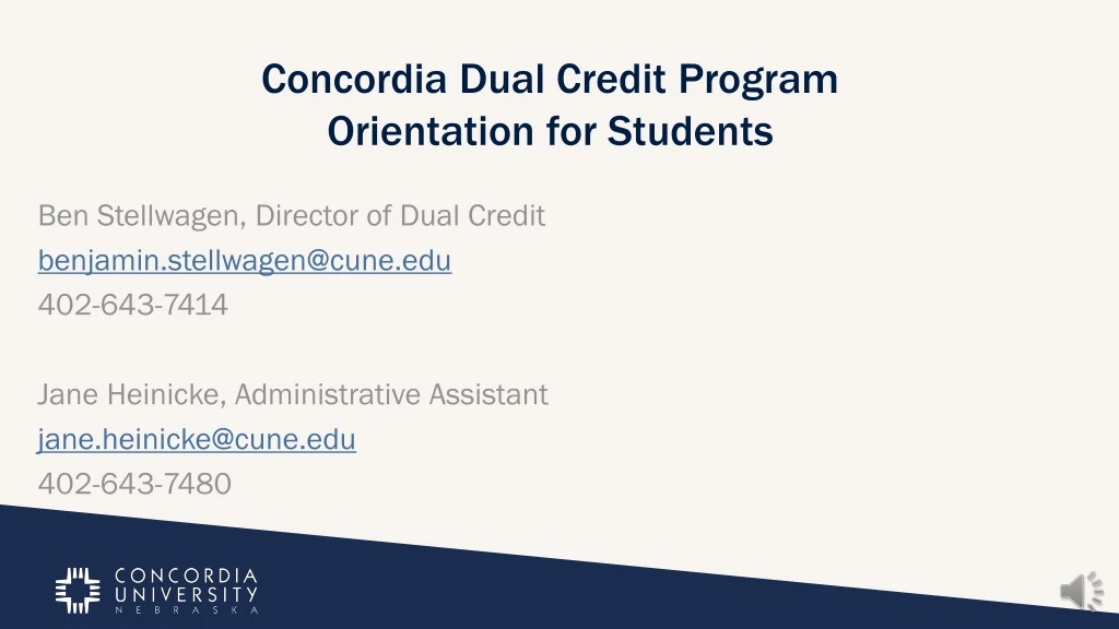 concordia dual credit program orientation for students