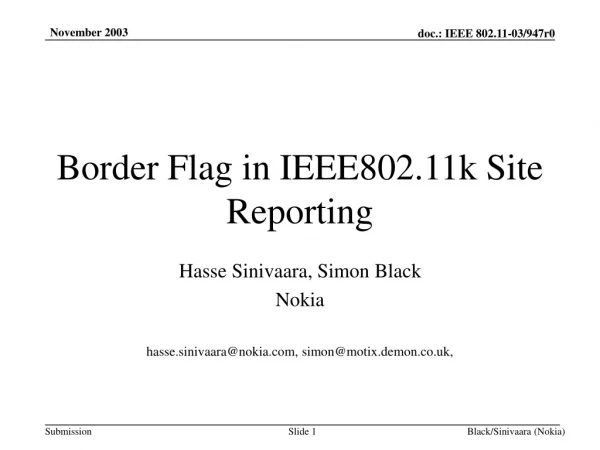 Border Flag in IEEE802.11k Site Reporting