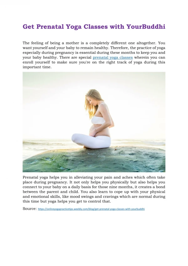 get prenatal yoga classes with yourbuddhi