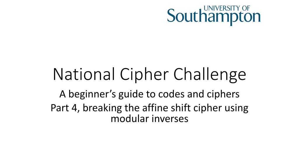national cipher challenge