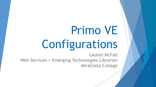 Primo VE Configurations