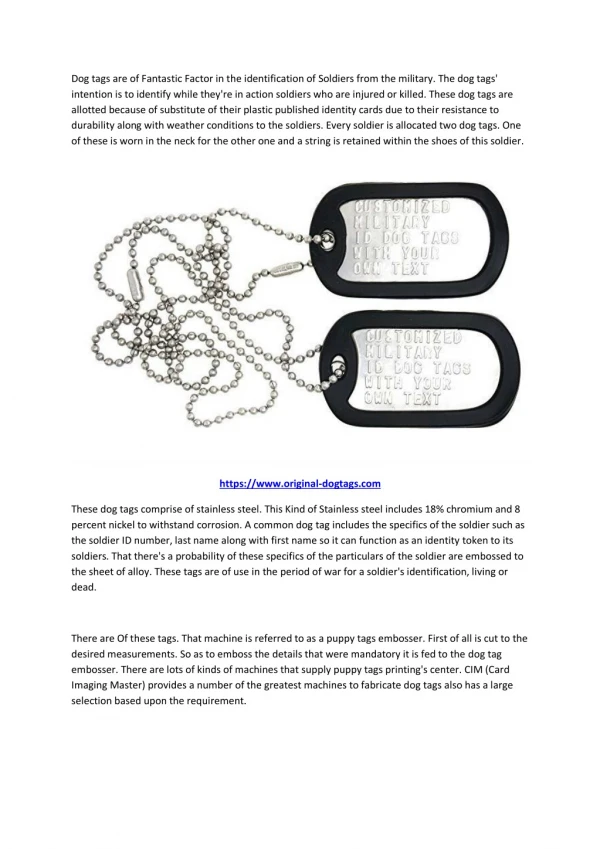dog tags are of fantastic factor