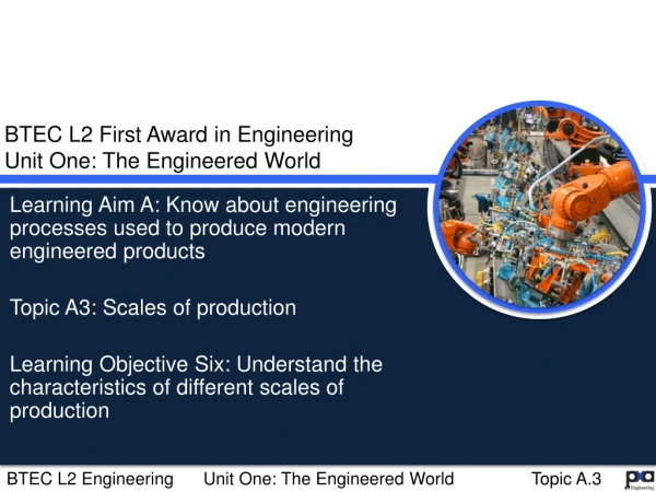 BTEC L2 First Award in Engineering Unit One: The Engineered World