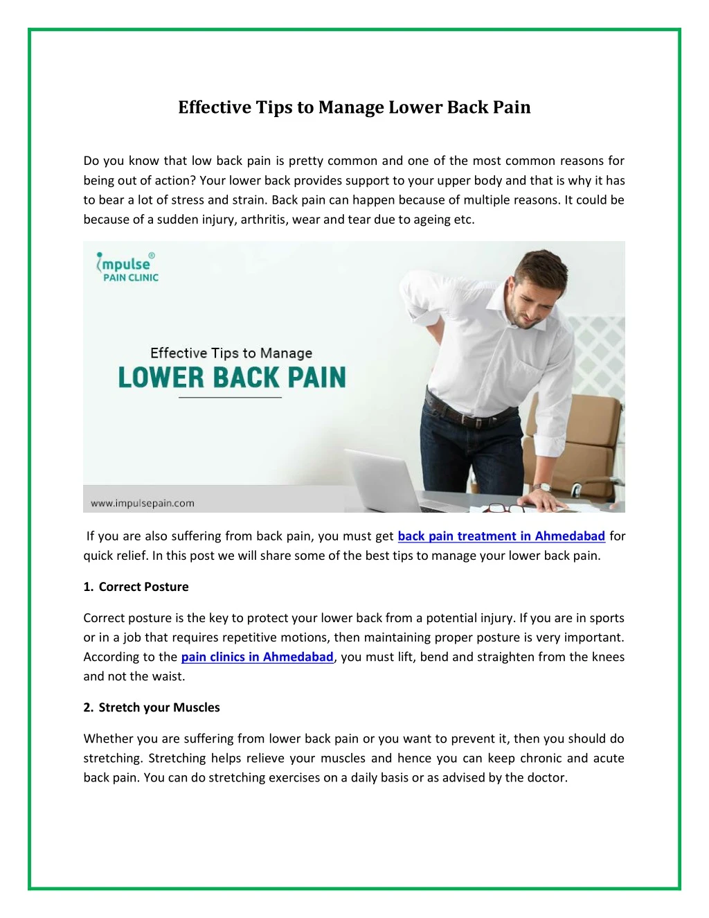 effective tips to manage lower back pain