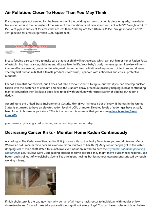 Home Health: The Radon Issue