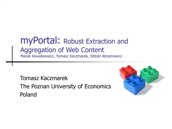 Tomasz Kaczmarek The Poznan University of Economics Poland