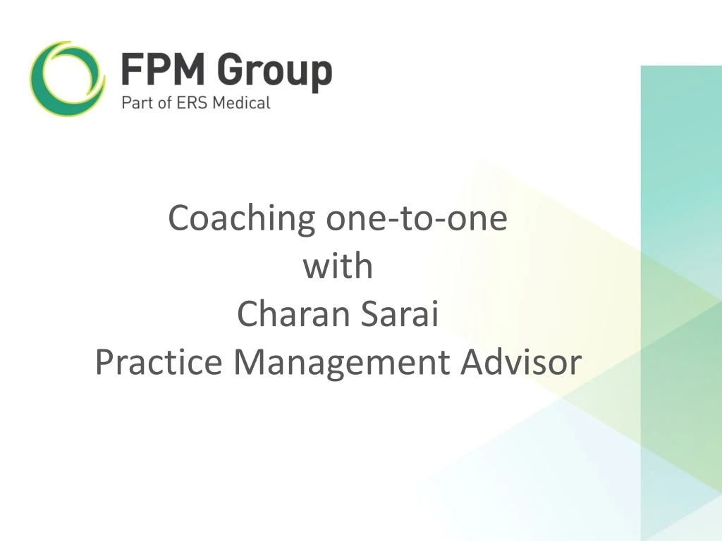 coaching one to one with charan sarai practice management advisor