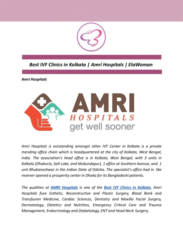 Best IVF Clinics in Kolkata | Amri Hospitals | ElaWoman Amri Hospitals
