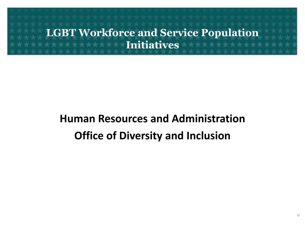 lgbt workforce and service population initiatives