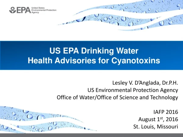 US EPA Drinking Water Health Advisories for Cyanotoxins